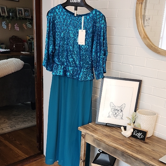 Grace Karin Dresses & Skirts - Teal Sequin Cocktail Dress, Small